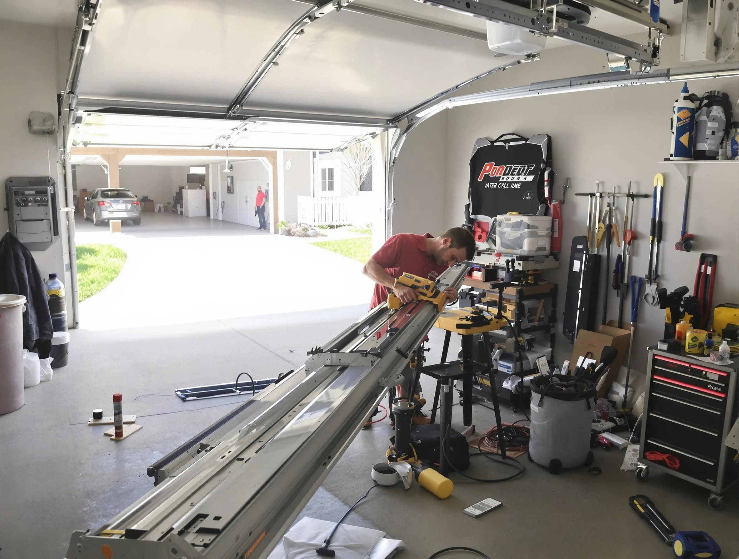 Clinton Garage Door Repair expert performing track repair in Clinton