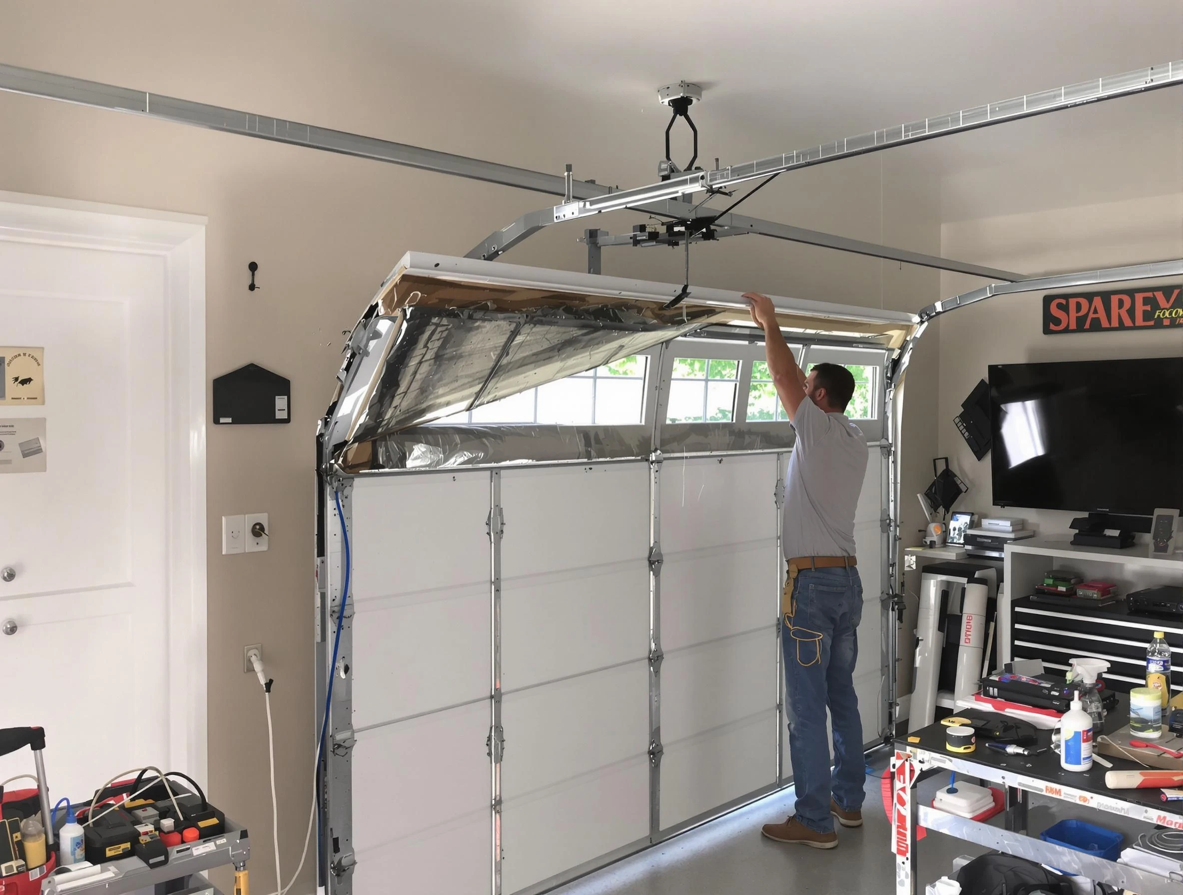 Garage door section replacement by Clinton Garage Door Repair in Clinton