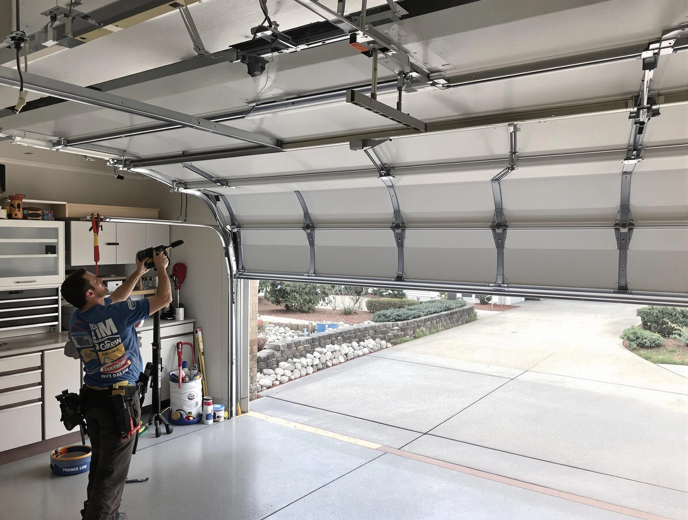 Garage door track repair service by Clinton Garage Door Repair in Clinton